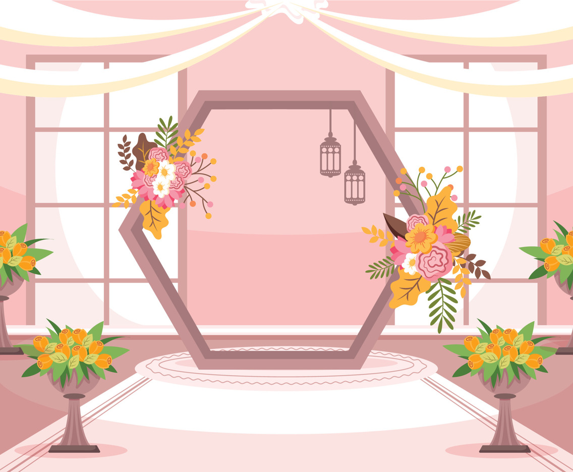 Pink Wedding Decoration In A Room