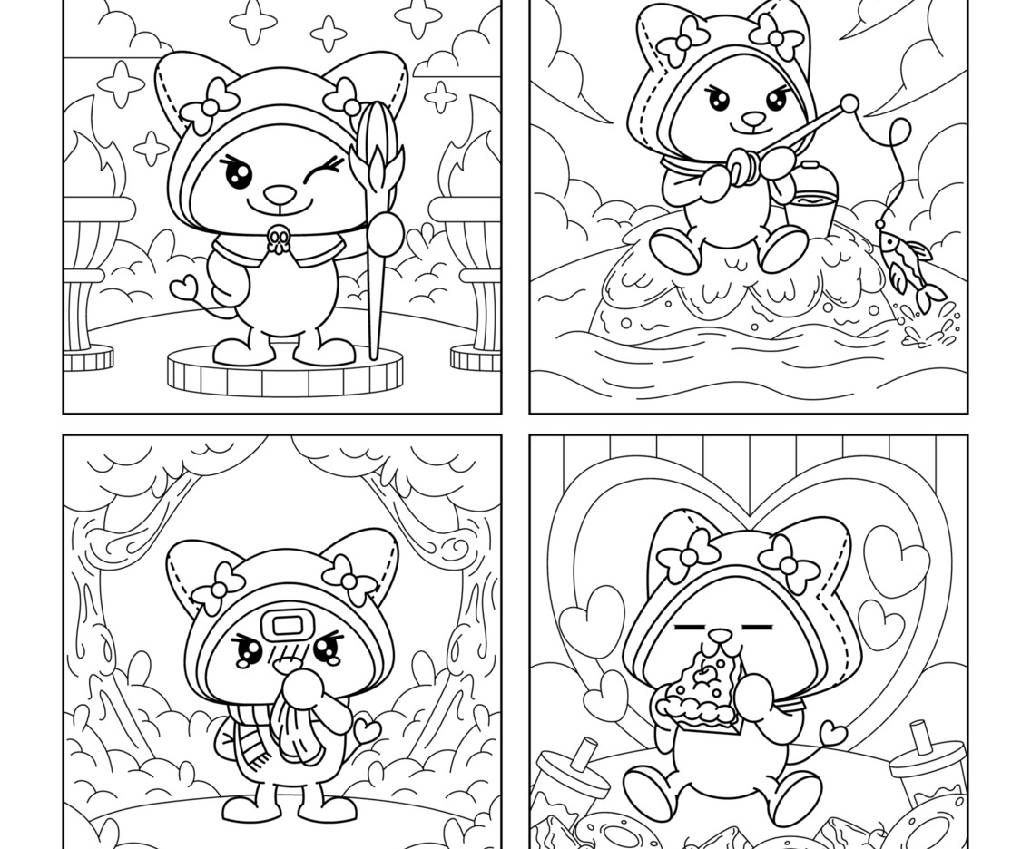 Cat in Hoodie Coloring Pages