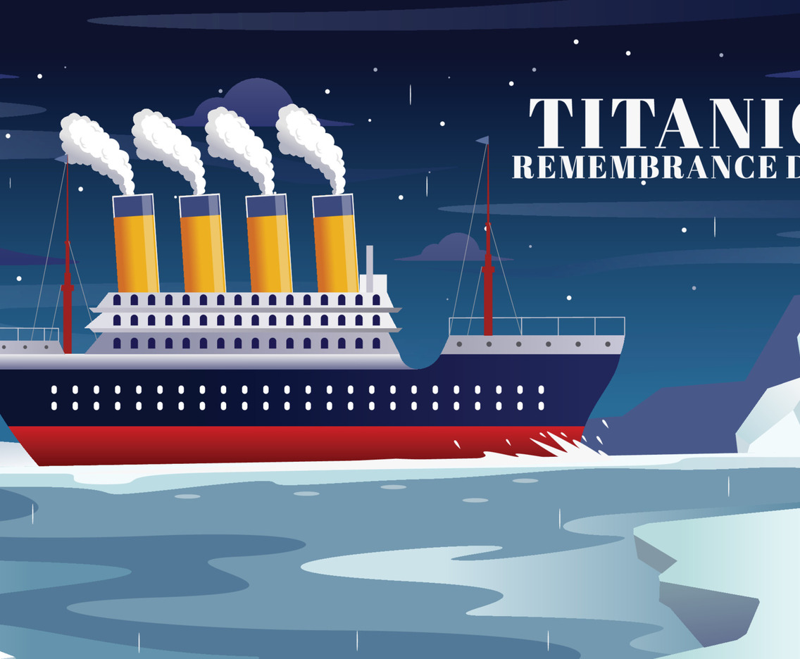 A Huge Ship Sails Through a Sea of Icebergs