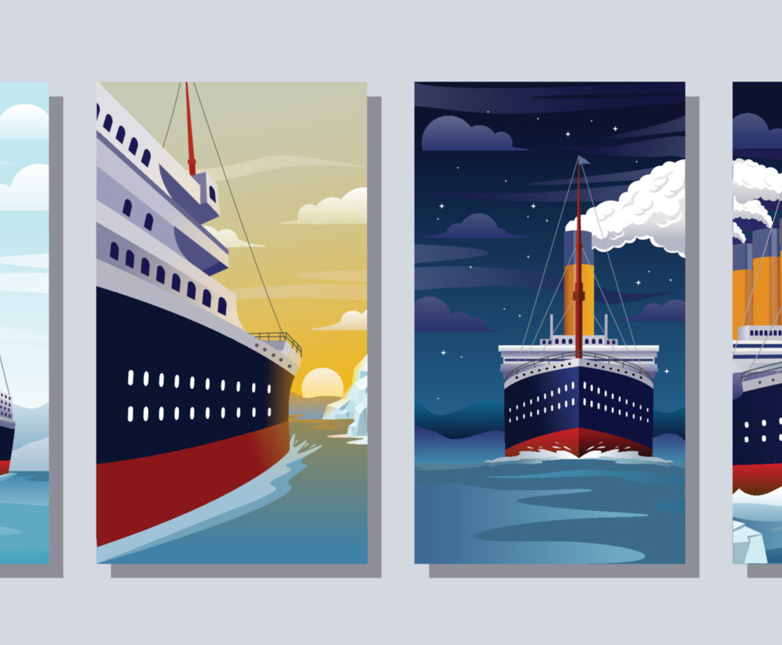 Big Ship in the Mid of Ice Sea Social Media Stories