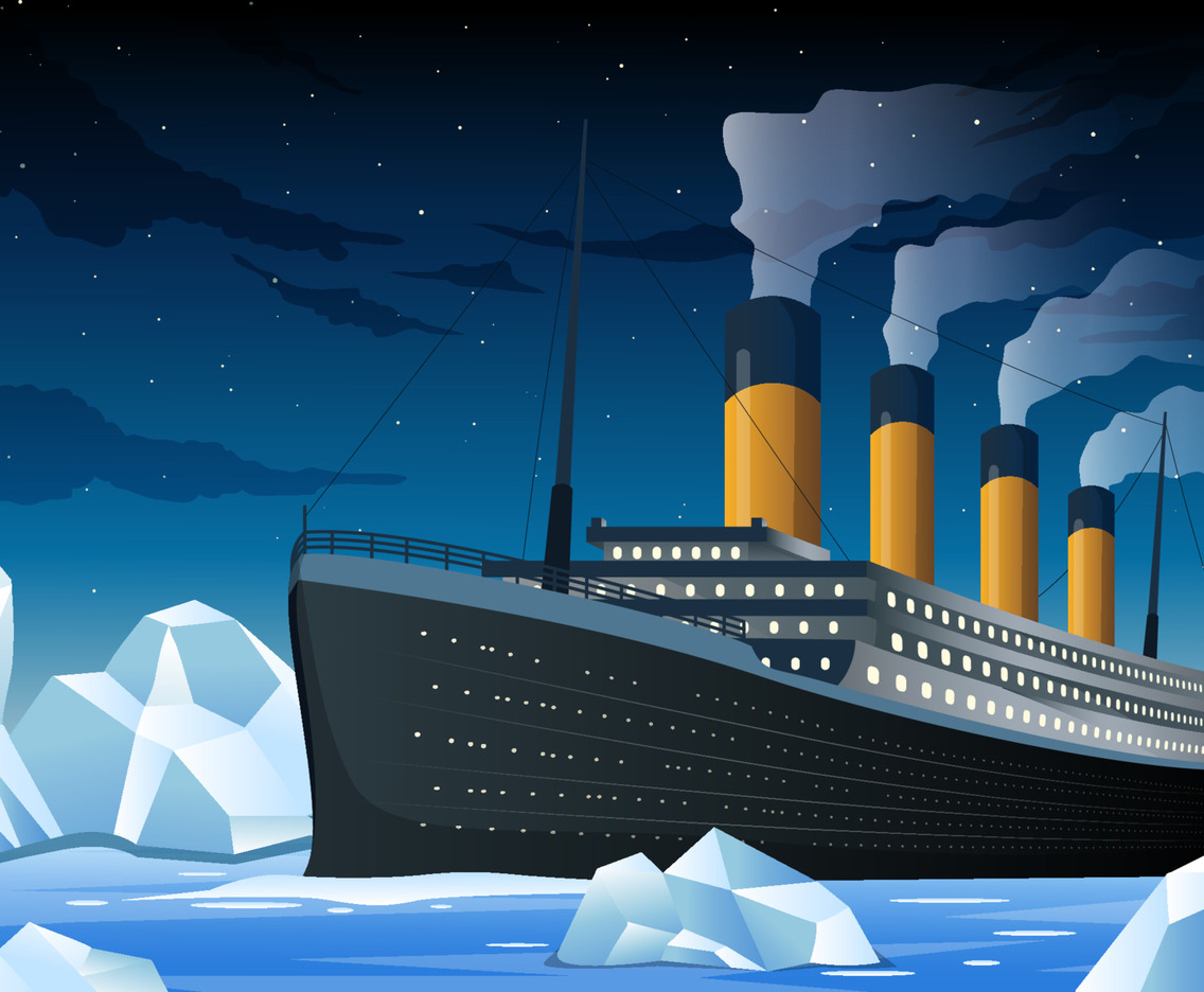 Cruise Ship Sailing Into Iceberg Background