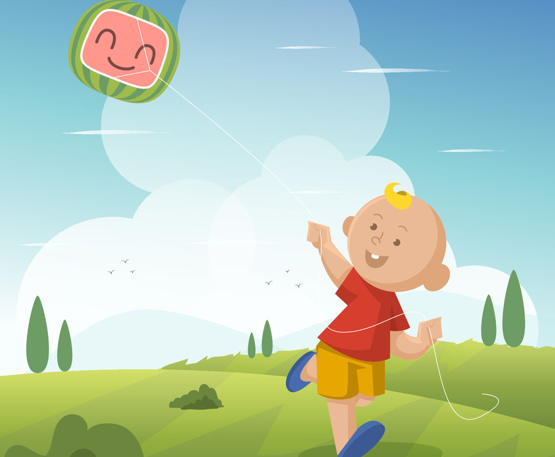 A Child Playing with a Kite in the Park