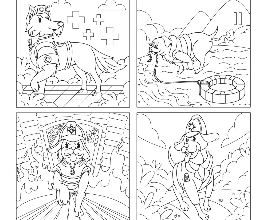 Super Dogs in Social Job Coloring Pages