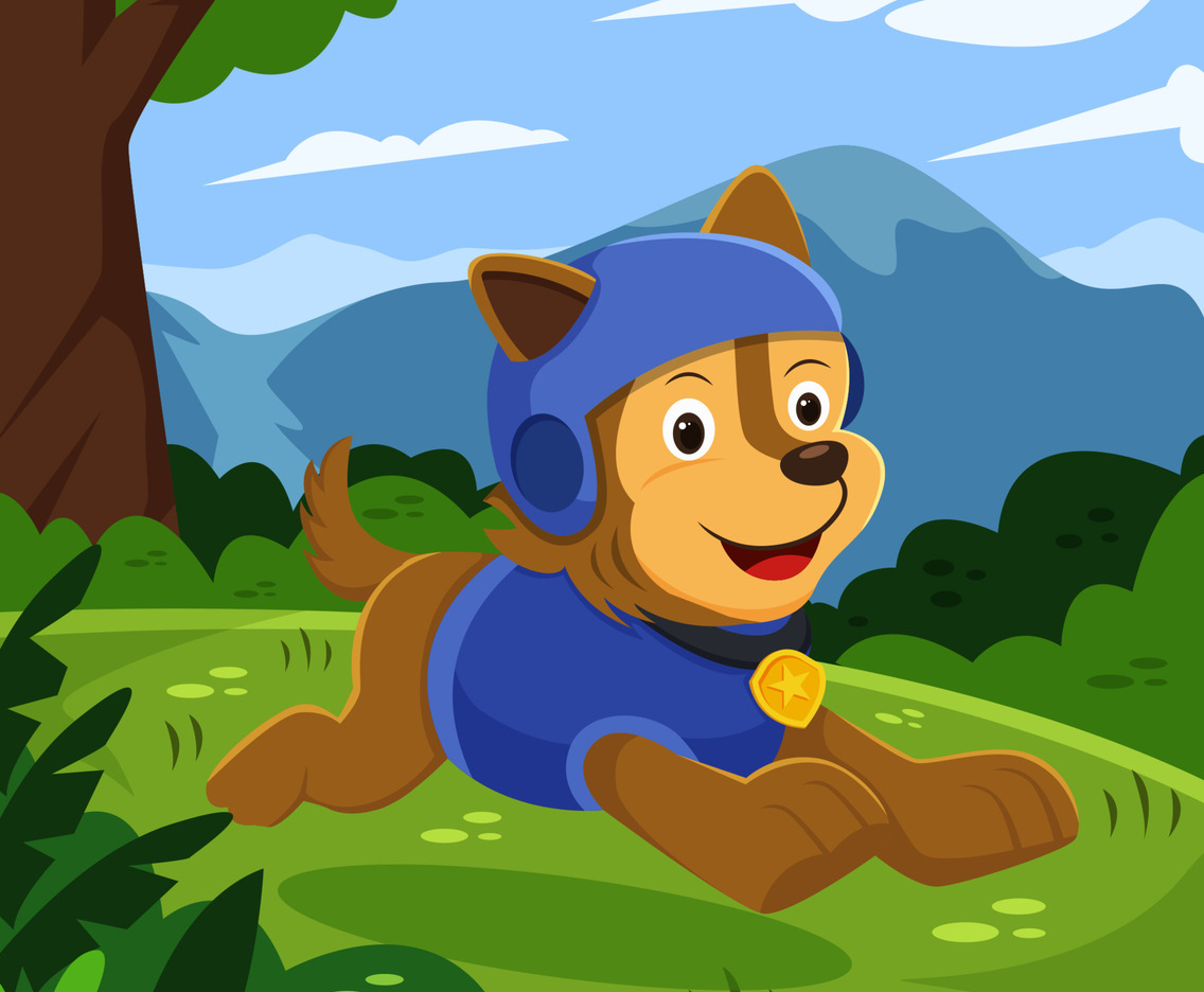 Cute Puppy Running in the Forest