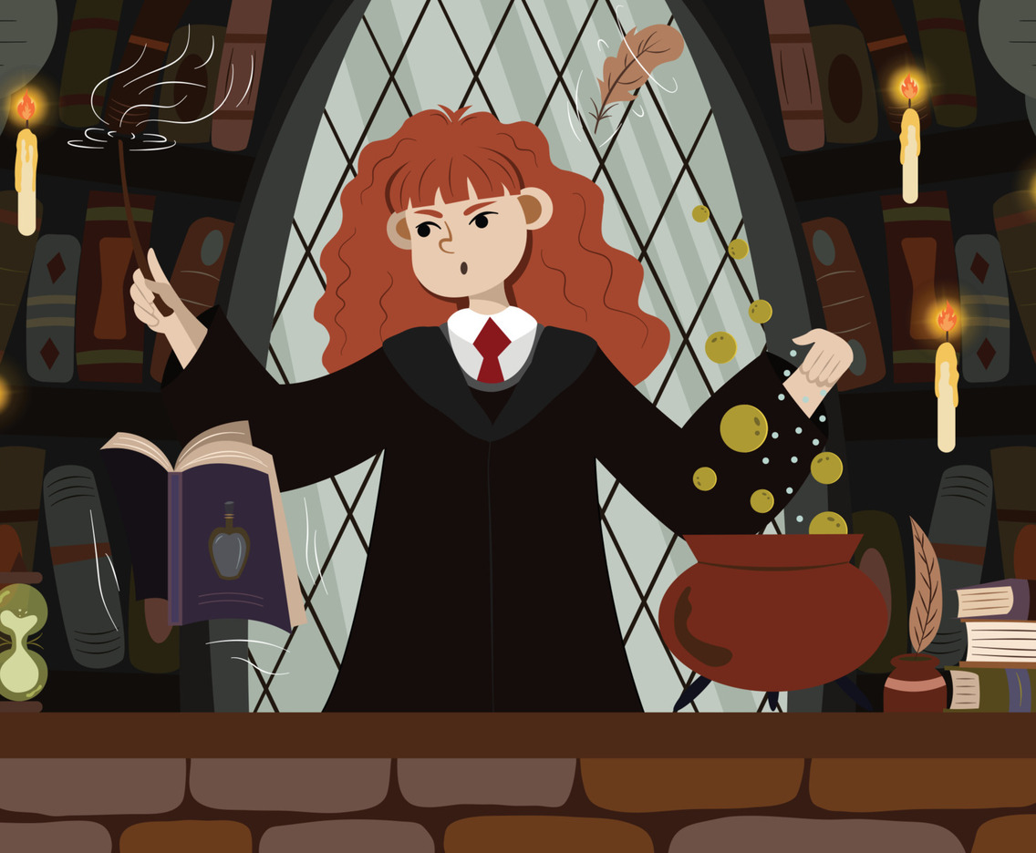 A Young Witch Making a Potion