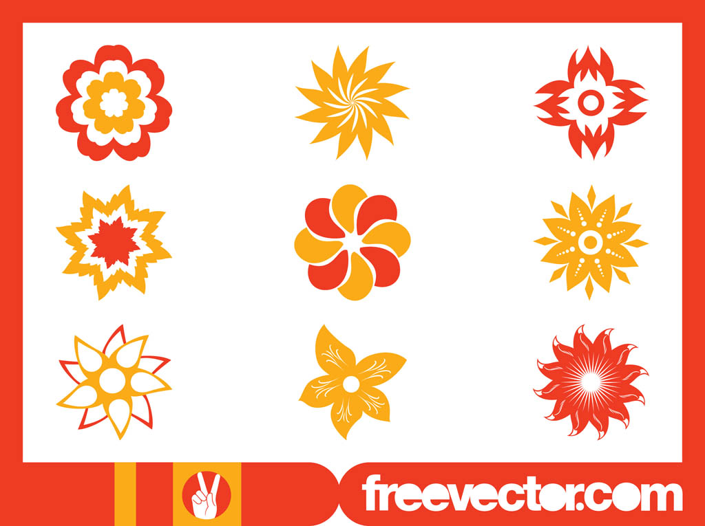 Stylized Flower Blossoms Set