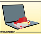 Books And Laptop Vector