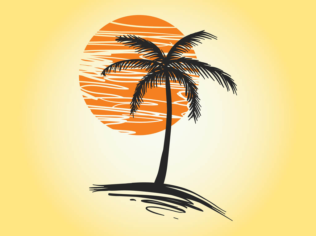 Sunset Palm Vector Vector Art & Graphics | freevector.com