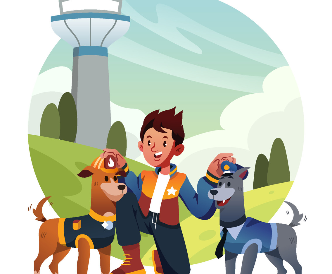 Boy With His Puppy On Patrol