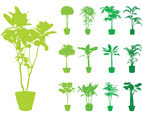 Potted Plants Silhouettes Set