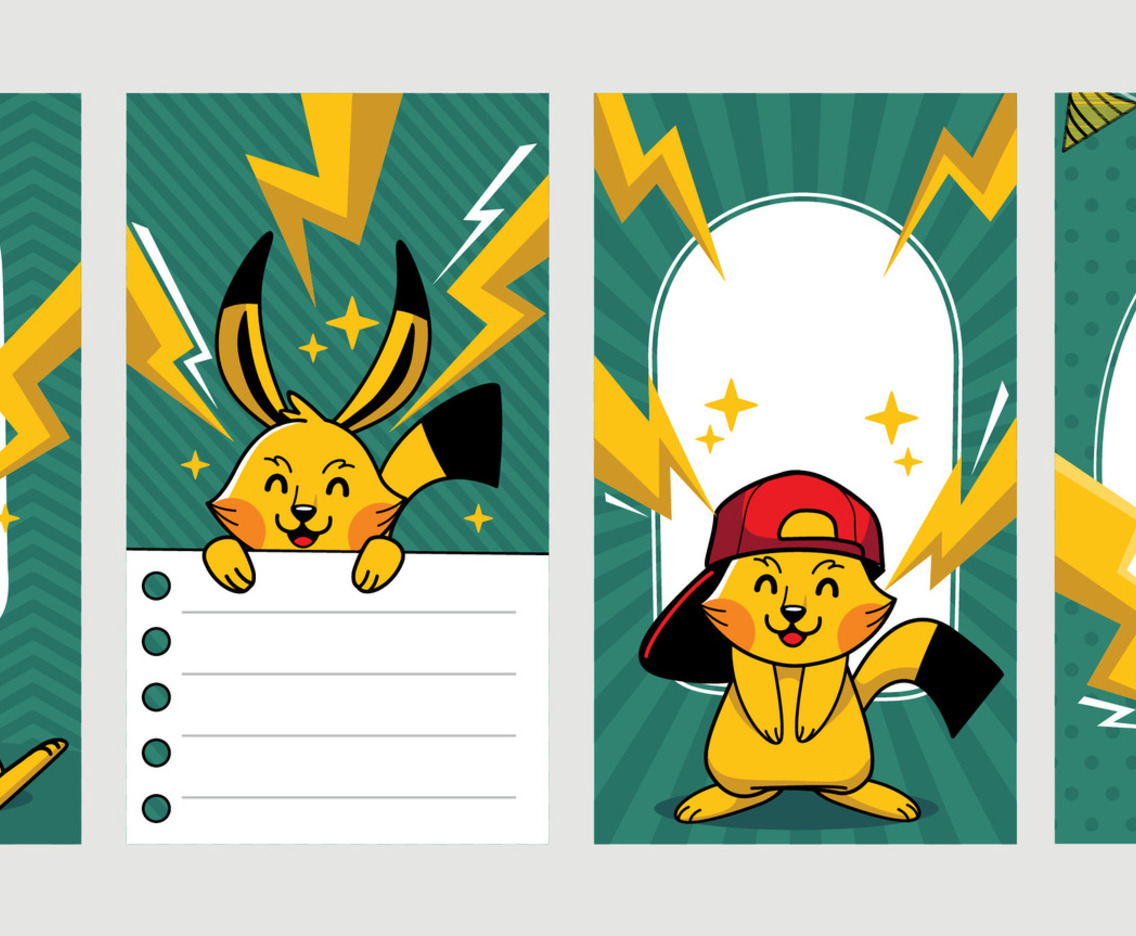 Cute Yellow Mouse With Electric Power for Social Media Story