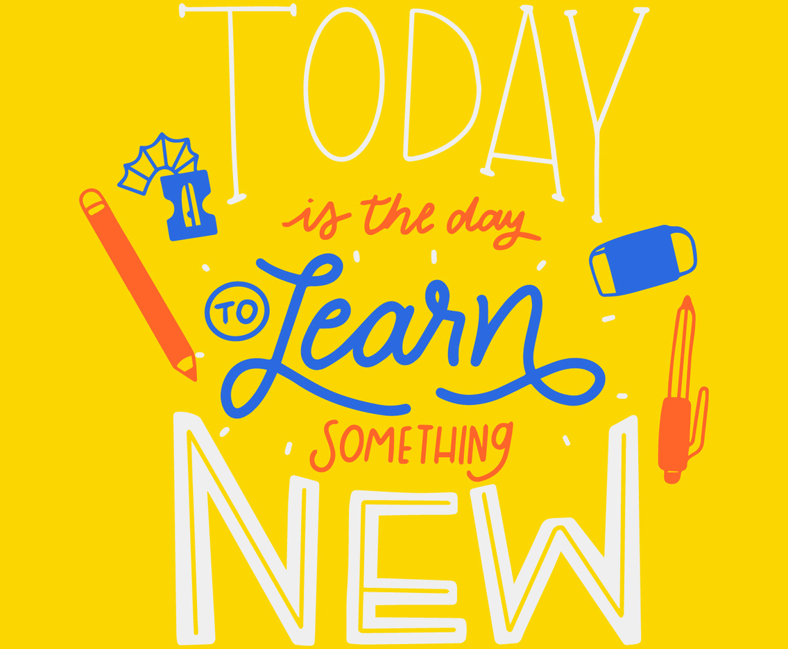 Colorful Lettering About Learning And Education With School Supplies