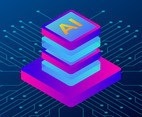 3D Isometric Illustration Of Processor Chip AI