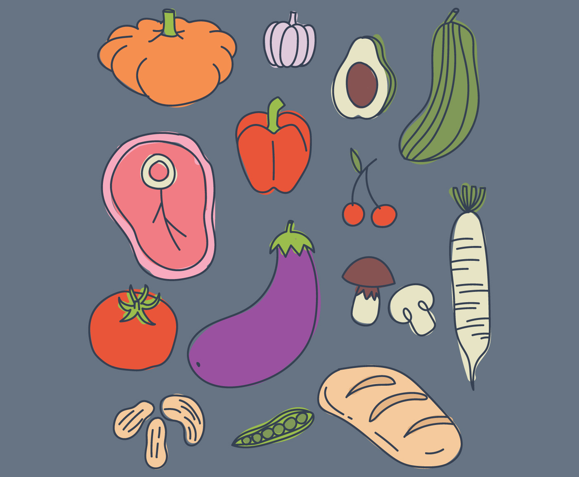 Doodled Healthy Food