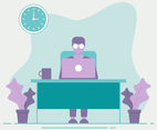 BusinessMan Working At Office Desk