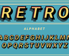 Retro Alphabet in Blue Background