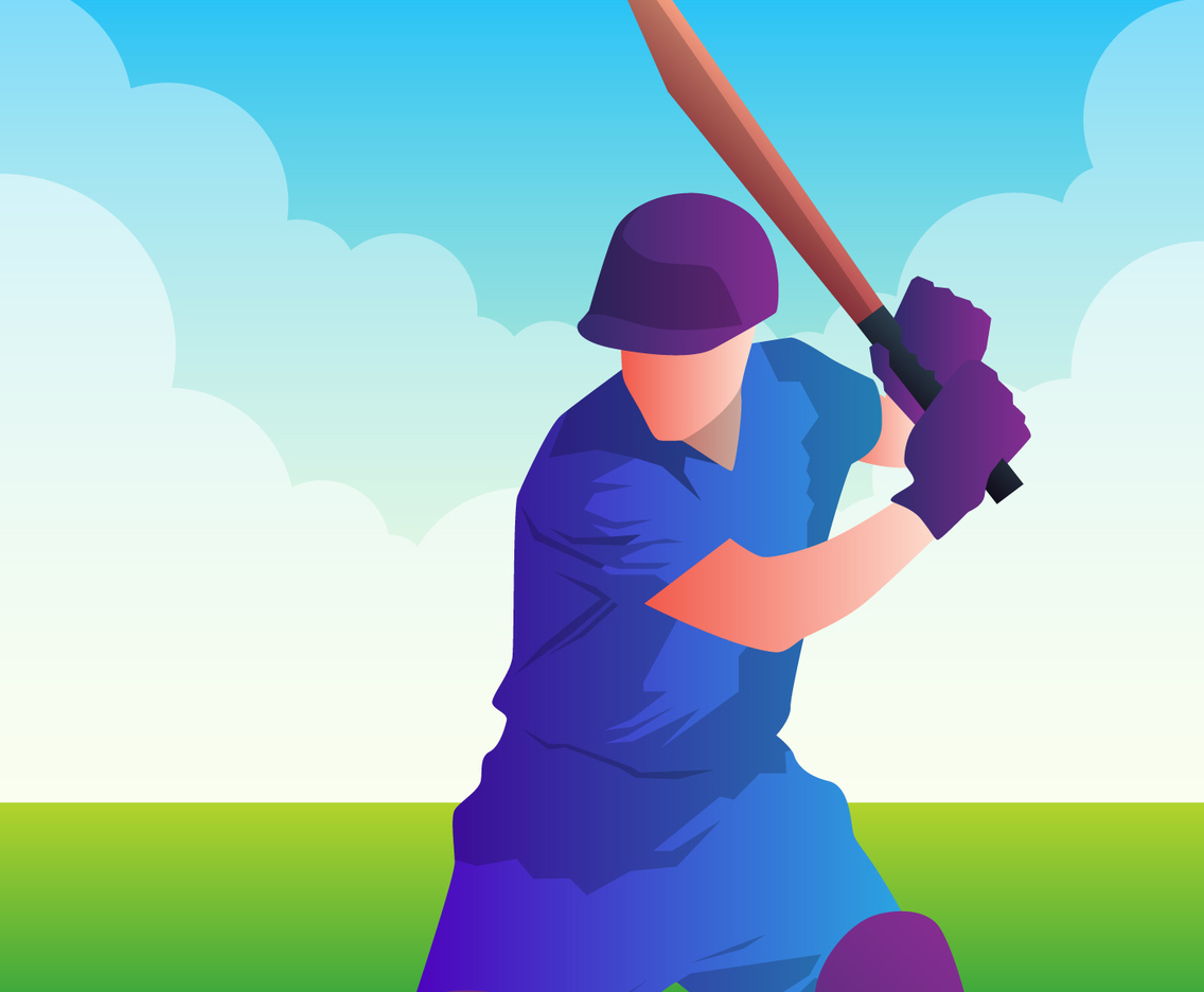 Batsman Playing Cricket Championship Illustration