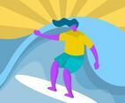Flat Modern Man Enjoying Summer Vector Illustration