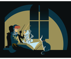 Wizard School Student and His Cat Vector
