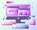 Desktop With Graphic Design Software Vector