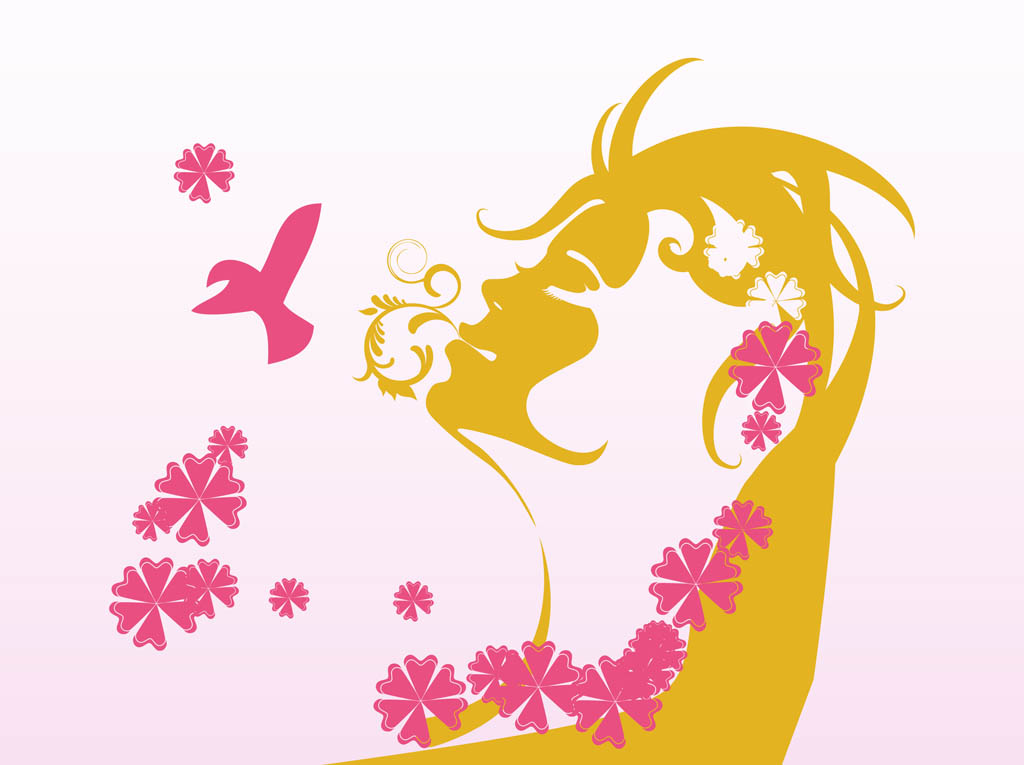 Nature Girl Colored Silhouette