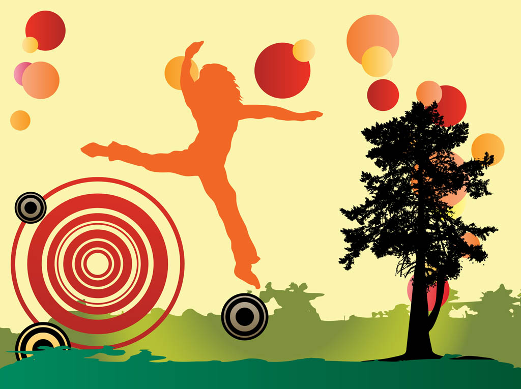 Happy Jumping Girl Vector