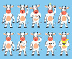 Cow Emoticon Vector Set