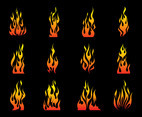 Burning Fire Flames Vector Set
