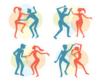 Salsa Dance Colorful Silhouette Vector