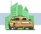 Taxi Cab Vector in White Background