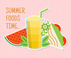 Summer Foods with Pink Background
